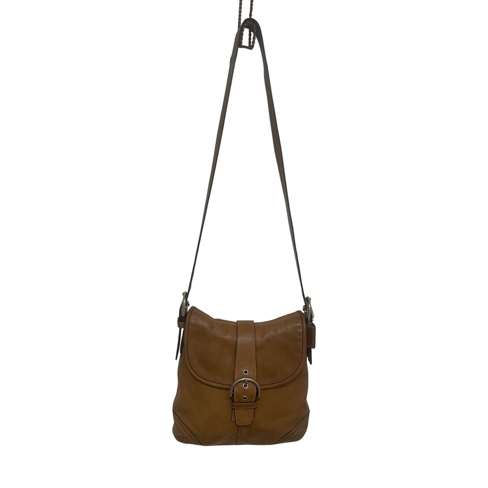 Vintage Coach Soho Crossbody Tan Leather Buckle Flap 2005 Style No 9480 Flaws
